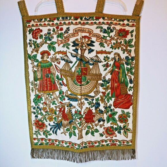 Unbranded Other - Large Wall Hanging Tapestry 15 Century French 26 x 22 Gorgeous detail Stunning